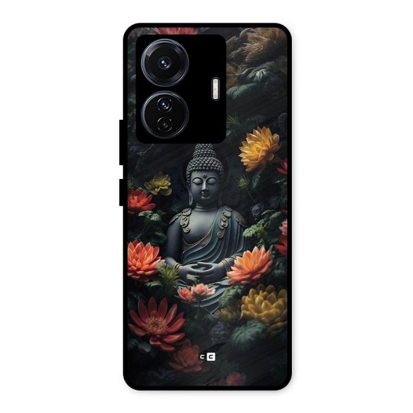 Buddha With Flower Metal Back Case for Vivo T1 Pro