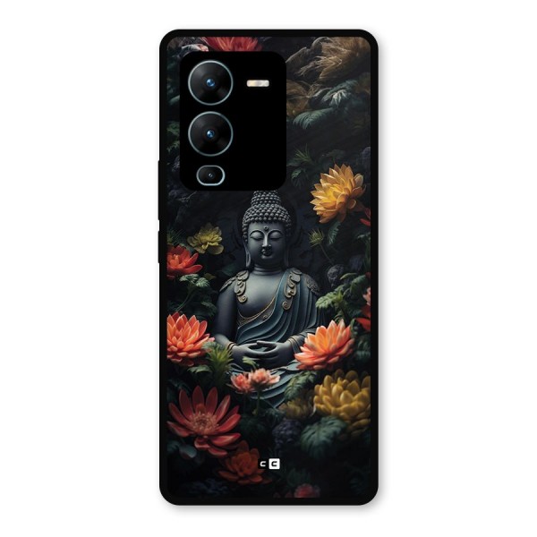 Buddha With Flower Metal Back Case for Vivo V25 Pro