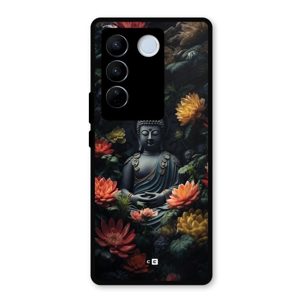 Buddha With Flower Metal Back Case for Vivo V27 Pro