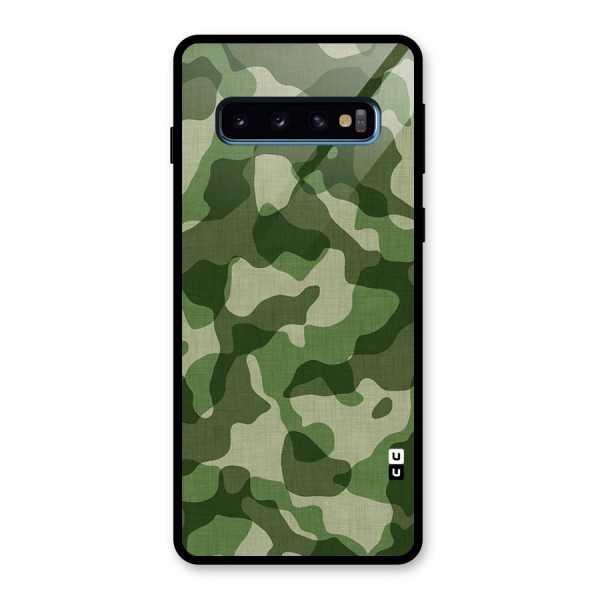 Camouflage Pattern Art Glass Back Case for Galaxy S10