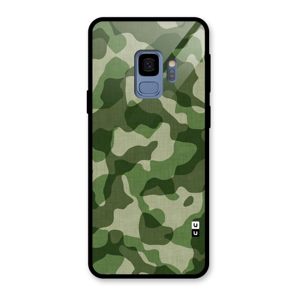 Camouflage Pattern Art Glass Back Case for Galaxy S9