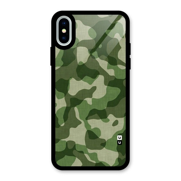 Camouflage Pattern Art Glass Back Case for iPhone X