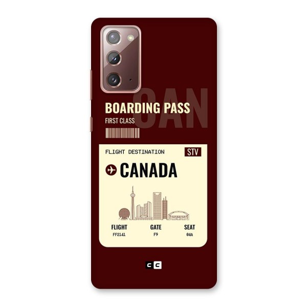 Canada Boarding Pass Back Case for Galaxy Note 20