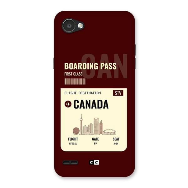 Canada Boarding Pass Back Case for LG Q6