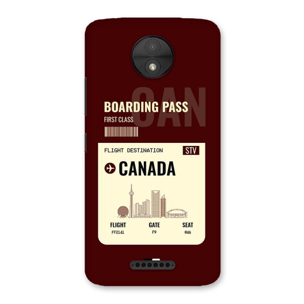 Canada Boarding Pass Back Case for Moto C