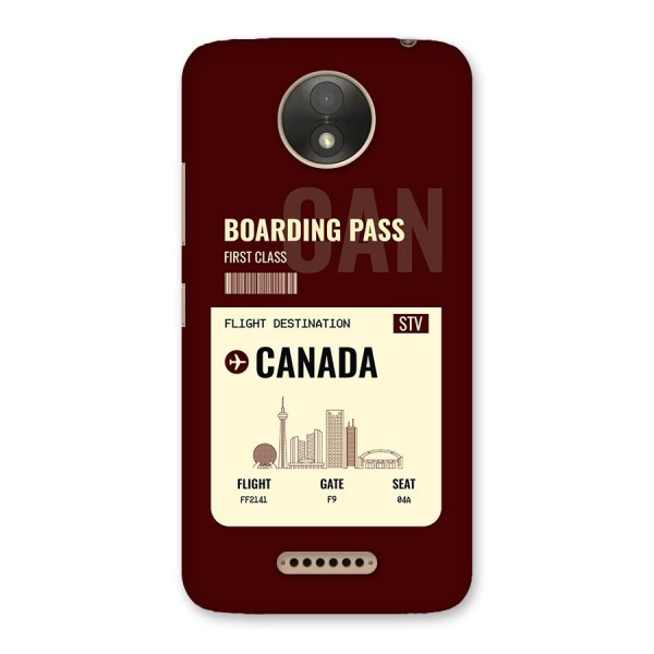 Canada Boarding Pass Back Case for Moto C Plus