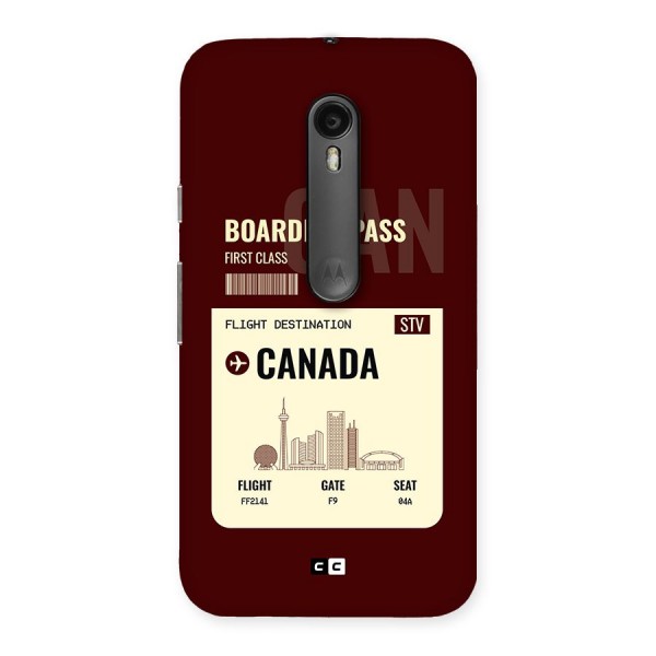 Canada Boarding Pass Back Case for Moto G3