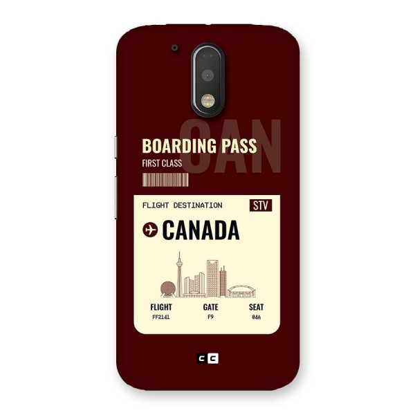 Canada Boarding Pass Back Case for Moto G4