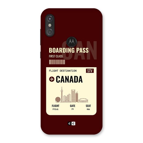 Canada Boarding Pass Back Case for Motorola One Power