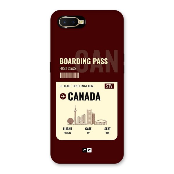 Canada Boarding Pass Back Case for Oppo K1