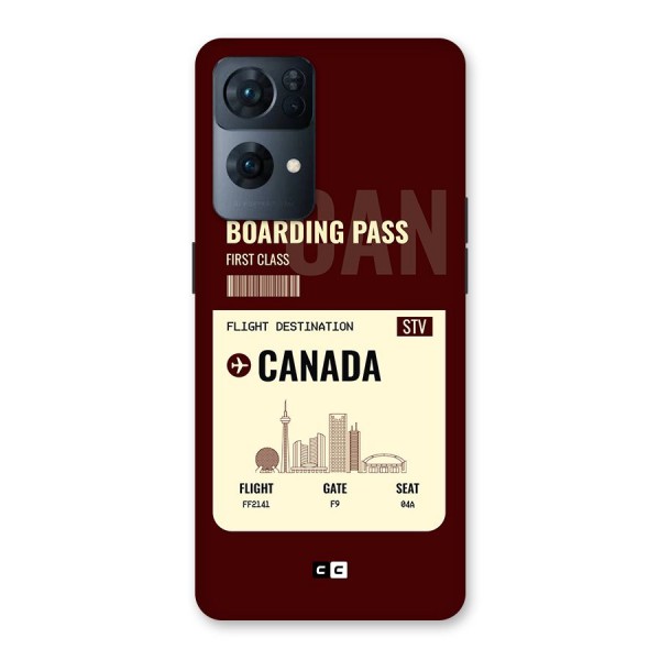 Canada Boarding Pass Back Case for Oppo Reno7 Pro 5G