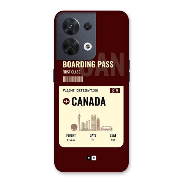 Canada Boarding Pass Back Case for Oppo Reno8 5G