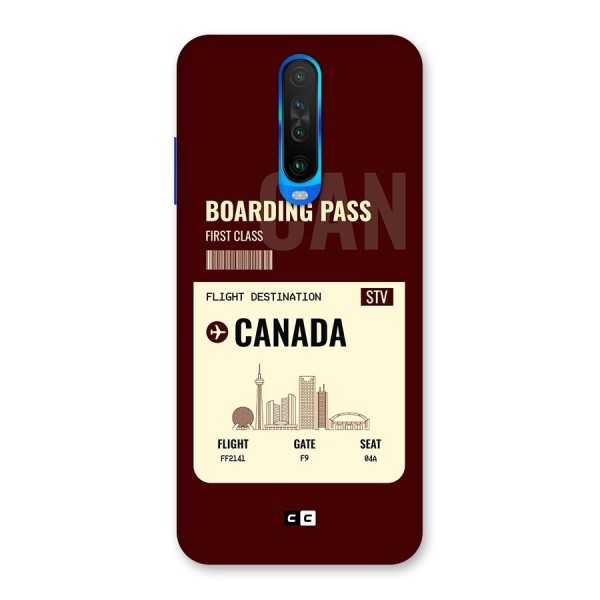 Canada Boarding Pass Back Case for Poco X2