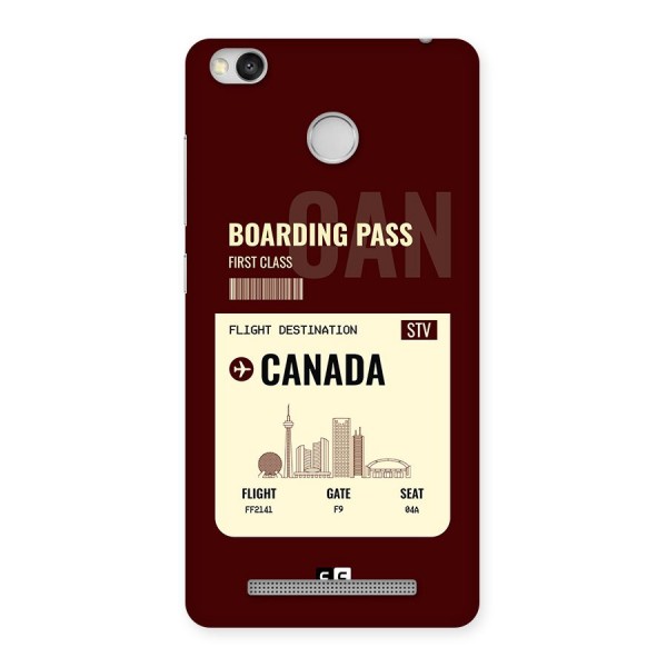 Canada Boarding Pass Back Case for Redmi 3S Prime