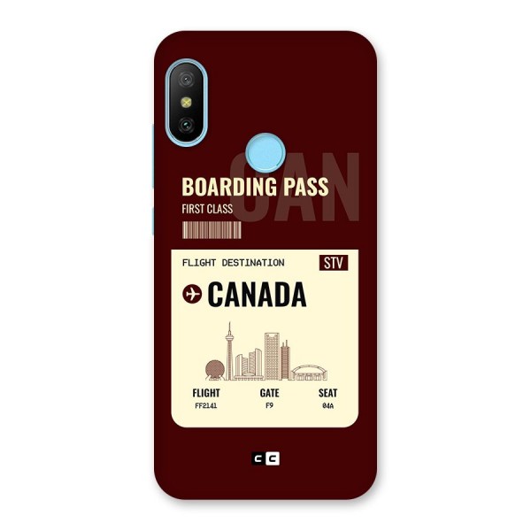 Canada Boarding Pass Back Case for Redmi 6 Pro