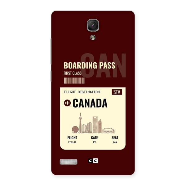 Canada Boarding Pass Back Case for Redmi Note