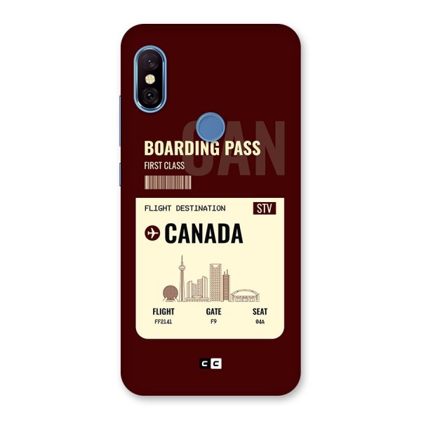 Canada Boarding Pass Back Case for Redmi Note 6 Pro