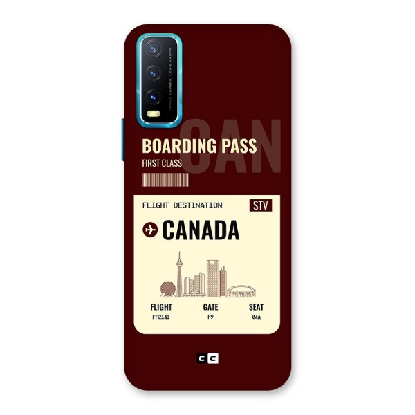 Canada Boarding Pass Back Case for Vivo Y12s