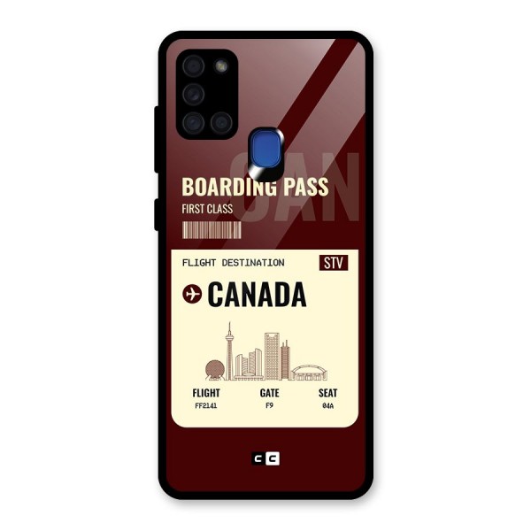 Canada Boarding Pass Glass Back Case for Galaxy A21s