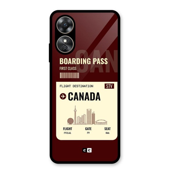 Canada Boarding Pass Glass Back Case for Oppo A17