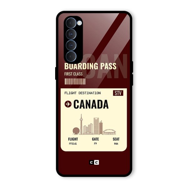 Canada Boarding Pass Glass Back Case for Oppo Reno4 Pro