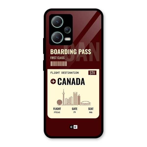 Canada Boarding Pass Glass Back Case for Poco X5