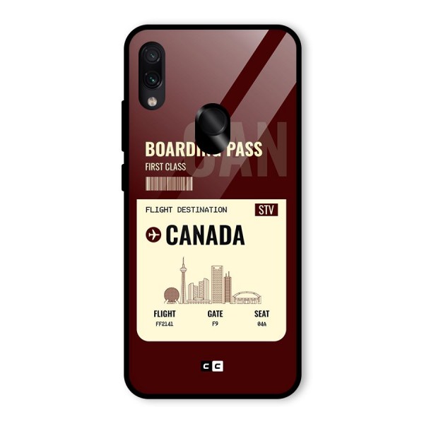 Canada Boarding Pass Glass Back Case for Redmi Note 7S