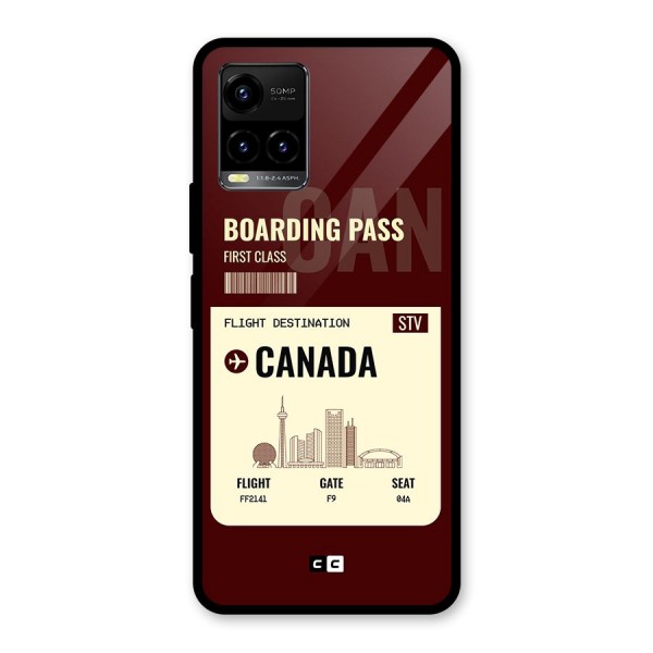 Canada Boarding Pass Glass Back Case for Vivo Y21A