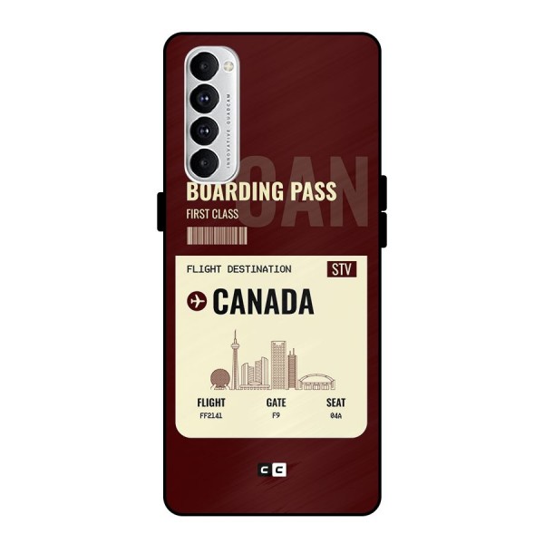 Canada Boarding Pass Metal Back Case for Oppo Reno4 Pro