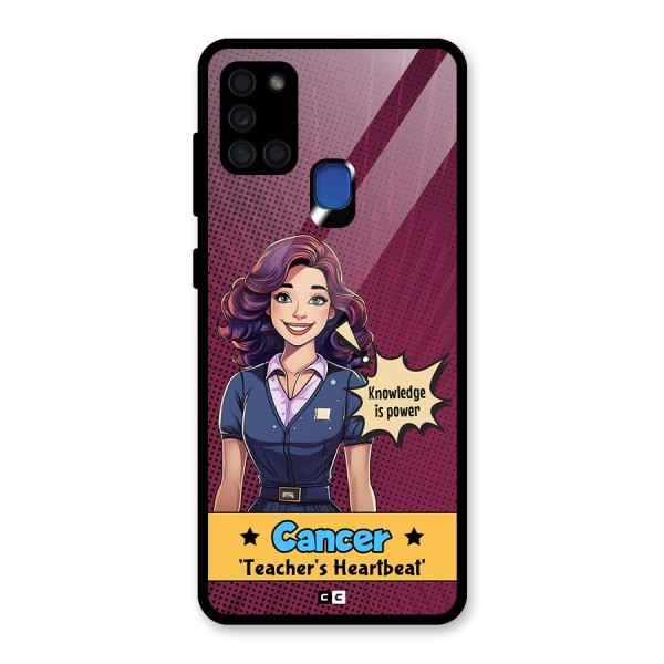 Cancer Heartbeat Glass Back Case for Galaxy A21s