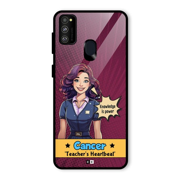 Cancer Heartbeat Glass Back Case for Galaxy M21