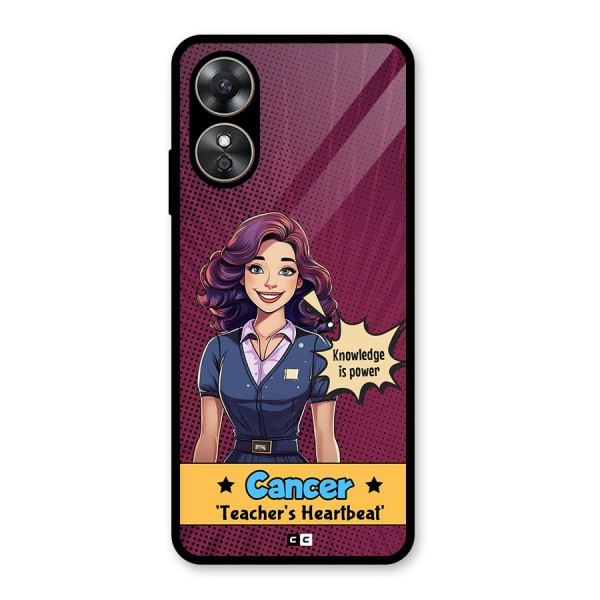 Cancer Heartbeat Glass Back Case for Oppo A17