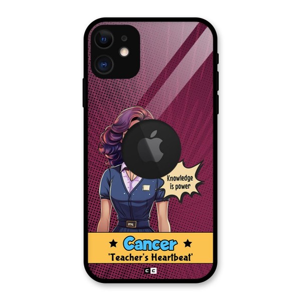 Cancer Heartbeat Glass Back Case for iPhone 11 Logo Cut