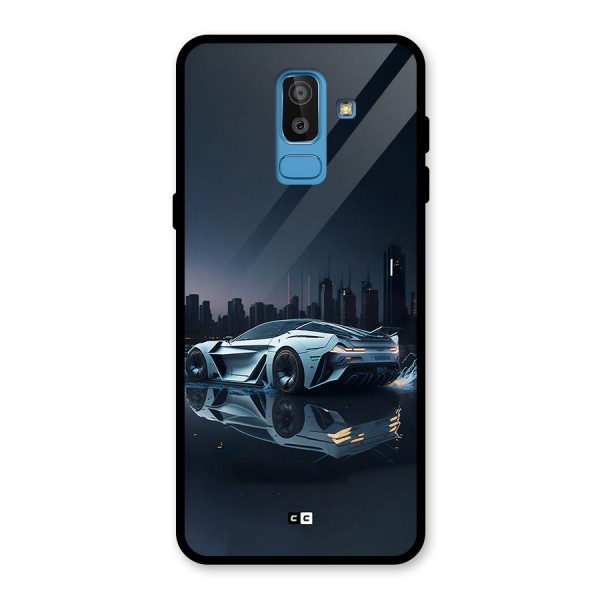 Car of Future Glass Back Case for Galaxy J8