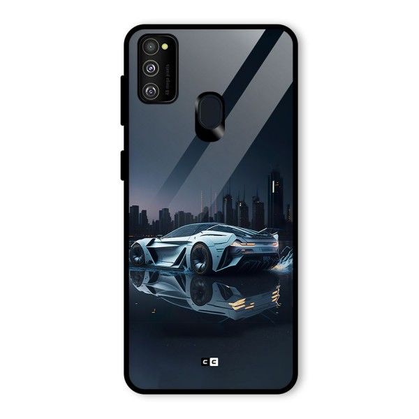 Car of Future Glass Back Case for Galaxy M21