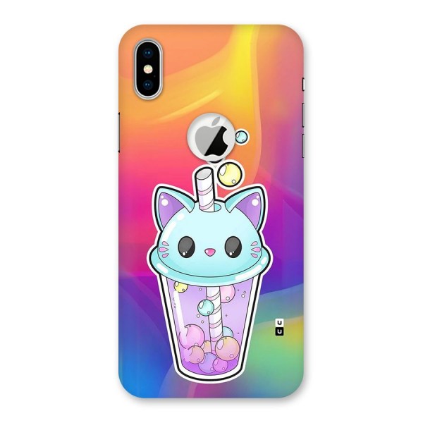 Cat Drink Back Case for iPhone XS Logo Cut