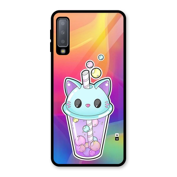 Cat Drink Glass Back Case for Galaxy A7 (2018)