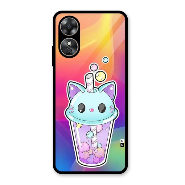 Cat Drink Glass Back Case for Oppo A17