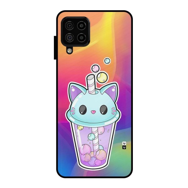 Cat Drink Metal Back Case for Galaxy A22 4G