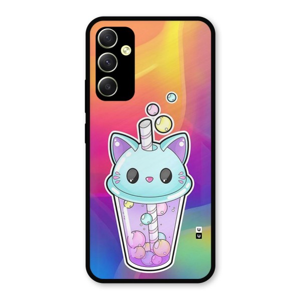 Cat Drink Metal Back Case for Galaxy A34