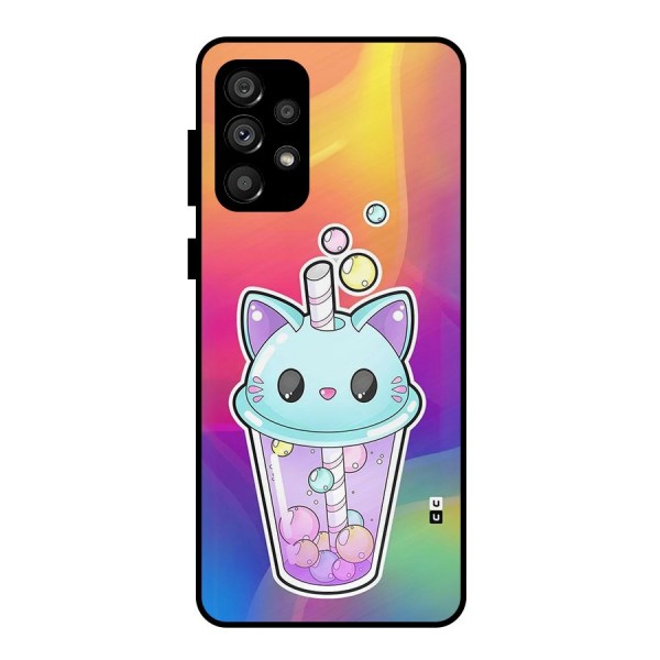 Cat Drink Metal Back Case for Galaxy A73 5G