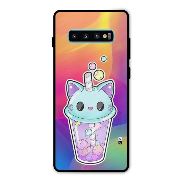 Cat Drink Metal Back Case for Galaxy S10 Plus