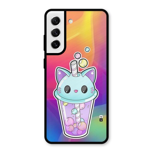 Cat Drink Metal Back Case for Galaxy S21 FE 5G