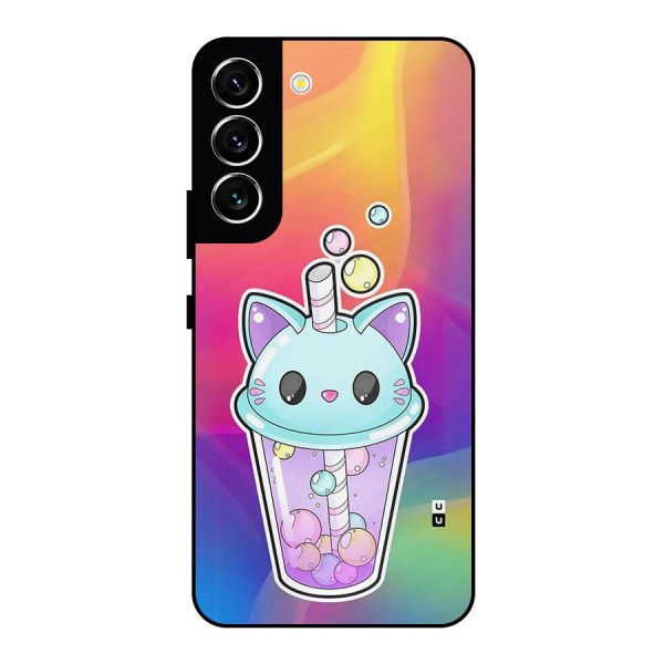 Cat Drink Metal Back Case for Galaxy S22 5G