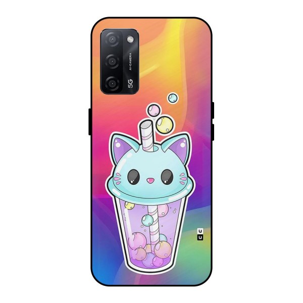 Cat Drink Metal Back Case for Oppo A53s 5G