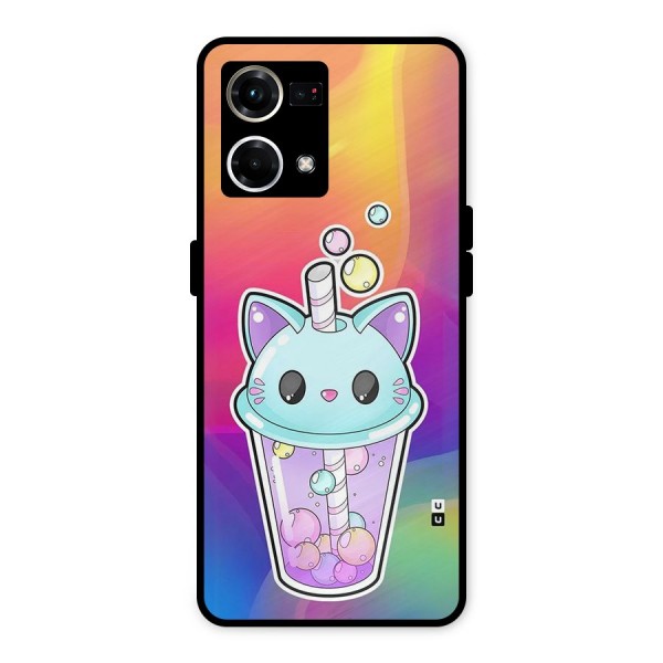 Cat Drink Metal Back Case for Oppo F21 Pro 4G