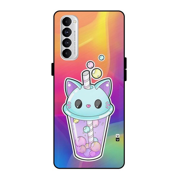 Cat Drink Metal Back Case for Oppo Reno4 Pro