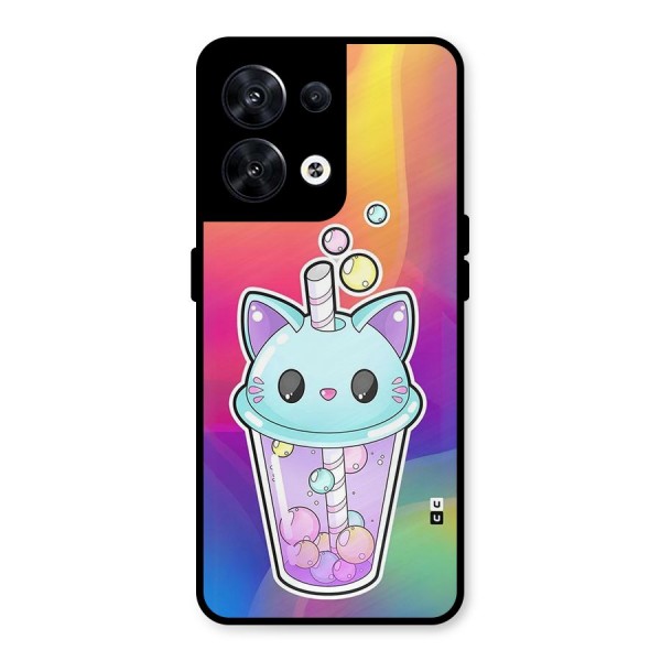 Cat Drink Metal Back Case for Oppo Reno8 5G