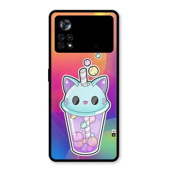 Cat Drink Metal Back Case for Poco X4 Pro 5G