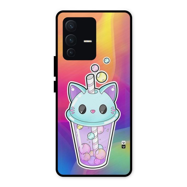 Cat Drink Metal Back Case for Vivo V23 5G